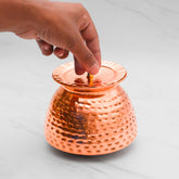 Pure Copper Walnut Lota with Hammered Finish With Lid – Lacquer Coated for Long Life